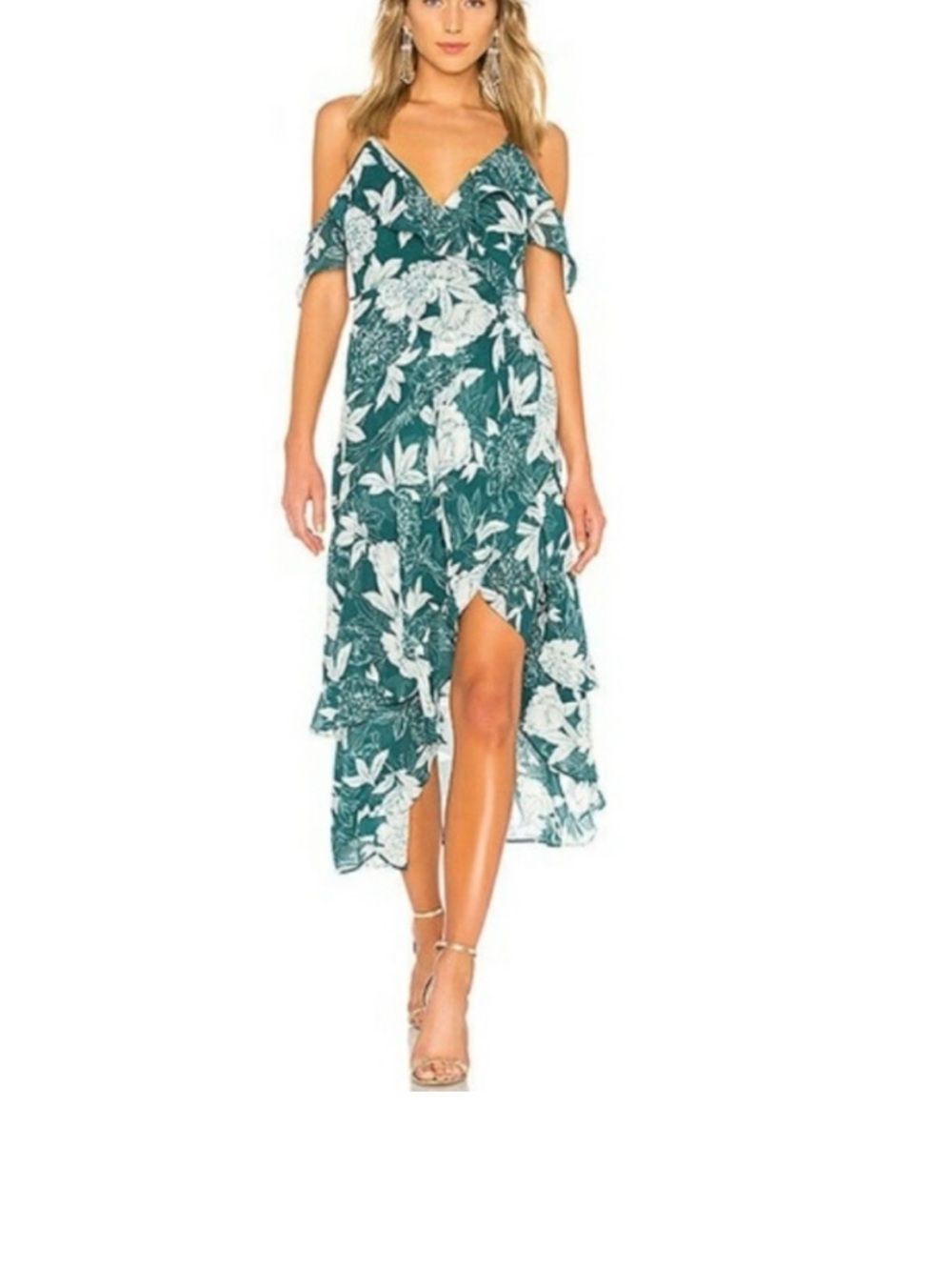 Bardot Garden Party Floral Dress Off Shoulder Hi-Lo  hem size US 6